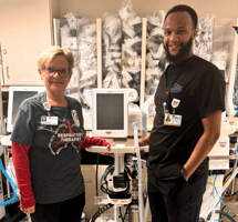 Sue Wiersgalla, Respiratory Therapist Supervisor, with Maqsud Yasin, Asset Management Team Lead